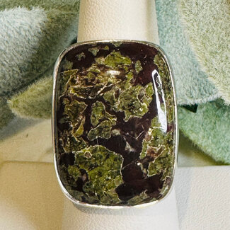Dragon’s (Dragons Blood Stone) Jasper Rings - Rectangle Adjustable Bezel Set - Sterling Silver