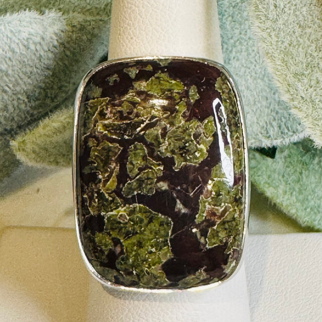 Dragons Blood Jasper Rings - Rectangle Adjustable Bezel Set - Sterling Silver