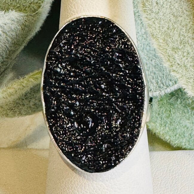 Tektite Rings - Oval Adjustable Bezel Set - Sterling Silver