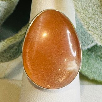 Golden Sunstone Rings - Teardrop Pear Adjustable Bezel Set - Sterling Silver