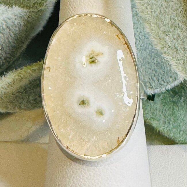 Solar Ice Quartz Rings - Oval Adjustable Bezel Set - Sterling Silver