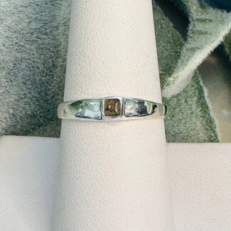 Moldavite Rings - Size 5.5 Square (Small) Bezel Set - Sterling Silver