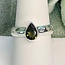 Moldavite Rings - Size 9 Teardrop Pear (Large) Bezel Set - Wide Band Sterling Silver