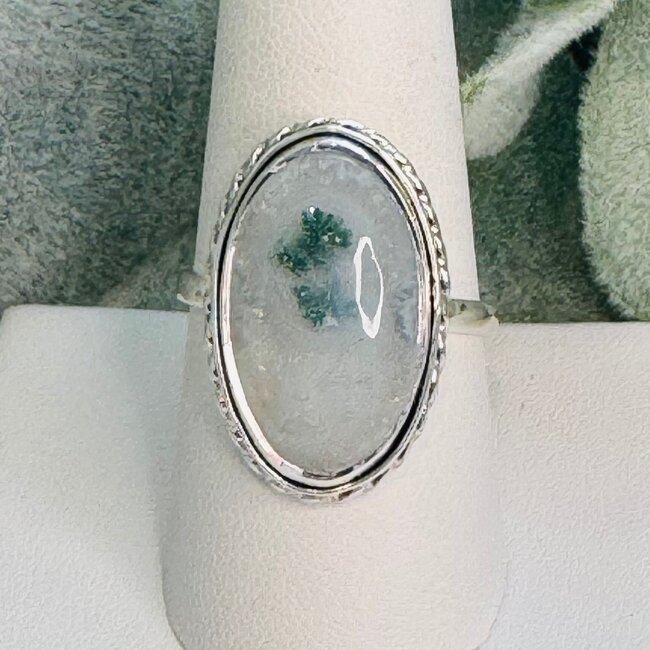 Solar Ice Clear Quartz Rings - Size 9.5 Oval Filigree Bezel Set - Sterling Silver