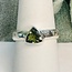 Moldavite Rings - Size 6 Trilliant Triangle (Large) Bezel Set - Wide Band Sterling Silver