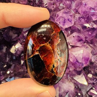 Star Red Garnet Palm Pillow Pocket Stone - Large