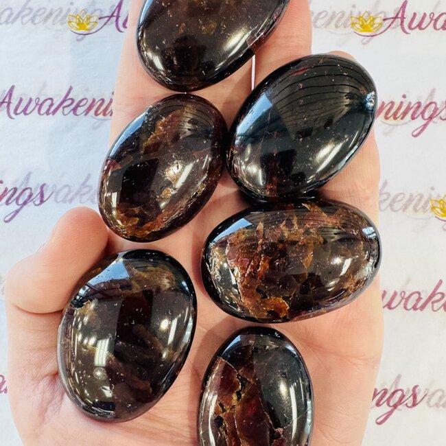 Star Red Garnet Palm Pillow Pocket Stone - Large