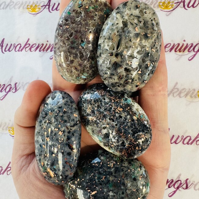 Confetti Chalcedony Palm Pillow Pocket Stones