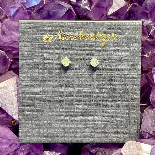 Green Tourmaline Earrings - 3mm Faceted Studs - Sterling Silver Watermelon