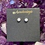 Blue Lace Agate Earrings - Round Studs Bezel Set - Sterling Silver .925