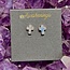 Rainbow Moonstone Earrings - Cross Studs - Sterling Silver .925