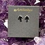 Black Tourmaline Earrings - Cross Studs - Sterling Silver .925