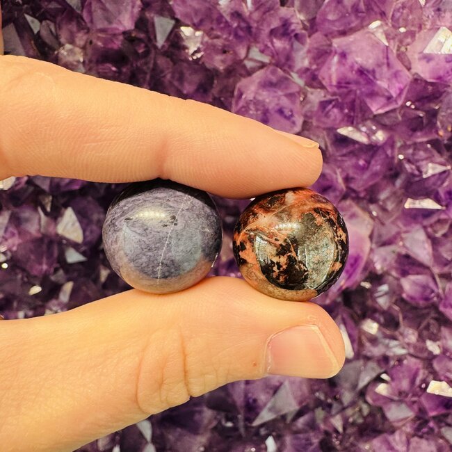Richterite + Sugilite + Bustamite Spheres (Famous Wessels Mine) - 20mm