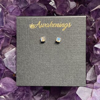 Labradorite Earrings - 3mm Faceted Studs - Sterling Silver Gemstone Jewelry