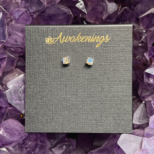 Labradorite Earrings - 3mm Faceted Studs - Sterling Silver Gemstone Jewelry