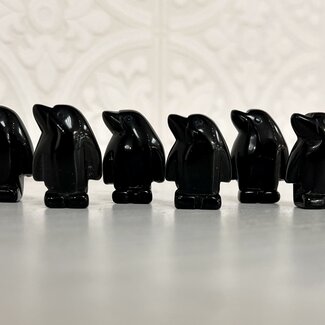 Black Obsidian Penguin Figurine -1" Small Animal Statue