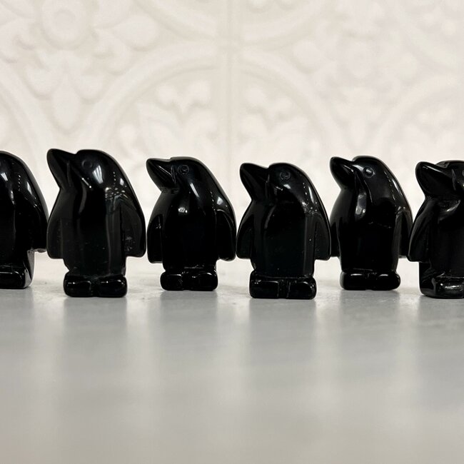 Black Obsidian Penguin Figurine -1" Small Animal Statue