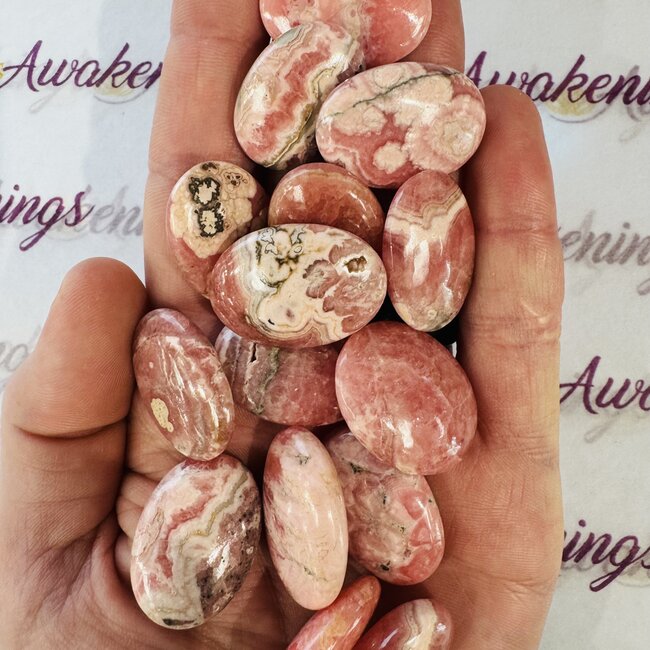 Rhodochrosite (AAA Grade) Palm Pillow Pocket Stone - Small