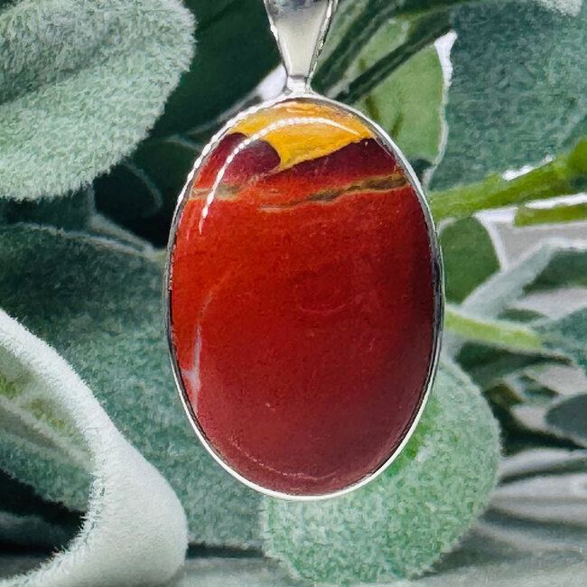 Mookaite Jasper Pendant - Oval #2 Bezel Set - Sterling Silver