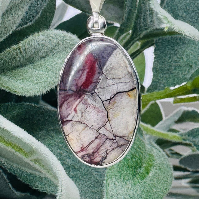 Mookaite Jasper Pendant - Oval #3 Bezel Set - Sterling Silver