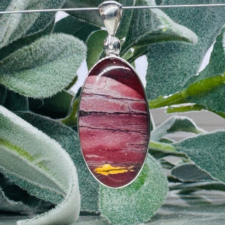 Mookaite Jasper Pendant - Oval #4 Bezel Set - Sterling Silver
