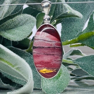 Mookaite (Mookite Mooakite Mook) Jasper Pendant - Oval #4 Bezel Set - Sterling Silver