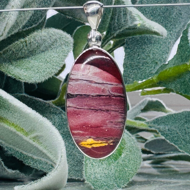 Mookaite Jasper Pendant - Oval #4 Bezel Set - Sterling Silver