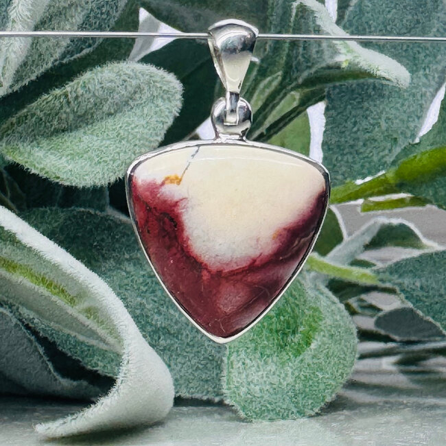 Mookatie Jasper Pendant - Triangle Bezel Set - Sterling Silver