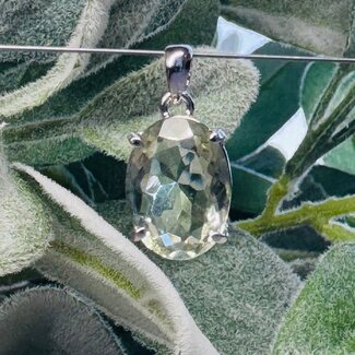 Prasiolite (Green Amethyst) Pendants - Oval Faceted Bezel Set - Sterling Silver