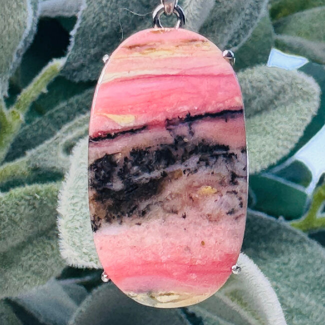 Pink Peruvian Opal Pendants - Oval #2 Claw Set - Sterling Silver