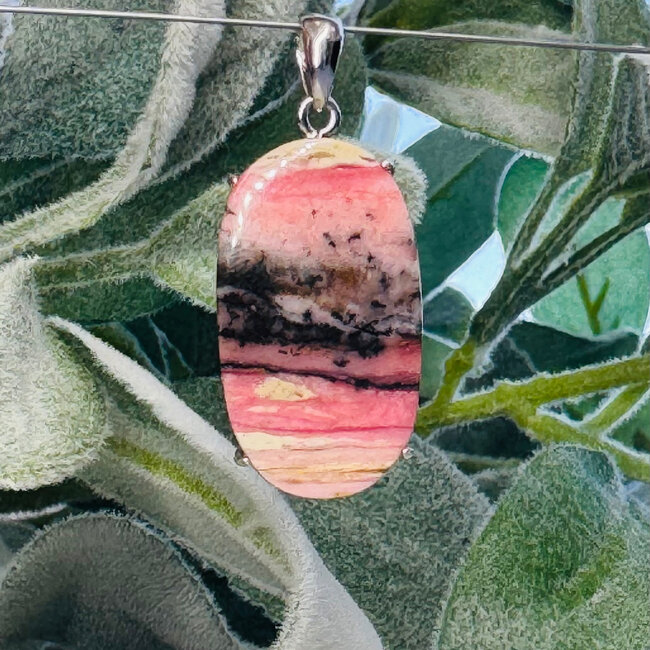 Pink Peruvian Opal Pendants - Oval #3 Claw Set - Sterling Silver