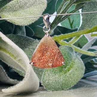 Confetti Golden Sunstone Pendants - Triangle #2 Claw Set - Sterling Silver