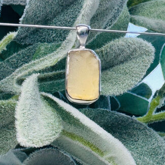 Libyan Tektite Desert Glass (Great Sand Sea Glass Lechatelierite) Pendants - Rectangle #4 Bezel Set - Sterling Silver