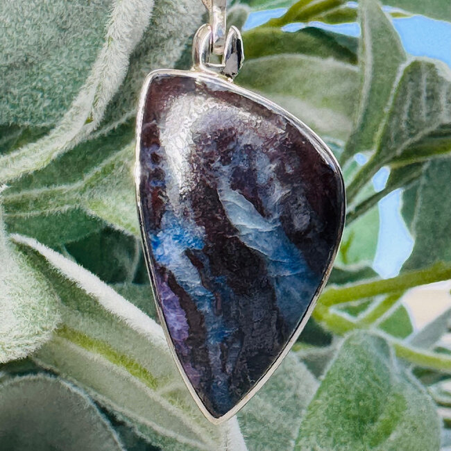 Sugilite & Bustamite Pendants - Oblong Bezel Set - Sterling Silver