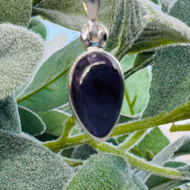 Sugilite & Bustamite Pendants - Teardrop Pear Bezel Set - Sterling Silver