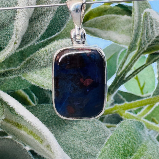 Sugilite & Bustamite Pendants - Rectangle Bezel Set - Sterling Silver