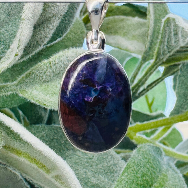 Sugilite & Bustamite Pendants - Oval Bezel Set - Sterling Silver