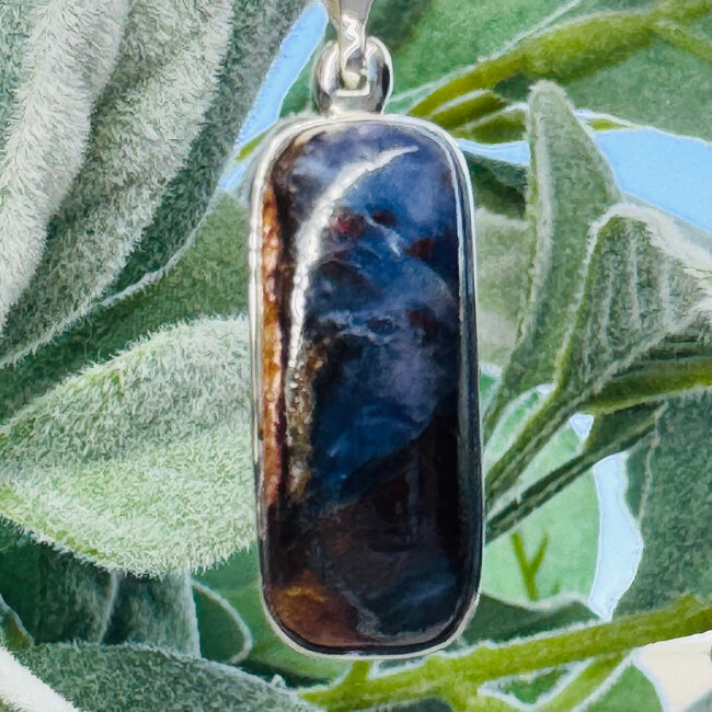 Sugilite & Bustamite Pendants - Long Rectangle Bezel Set - Sterling Silver