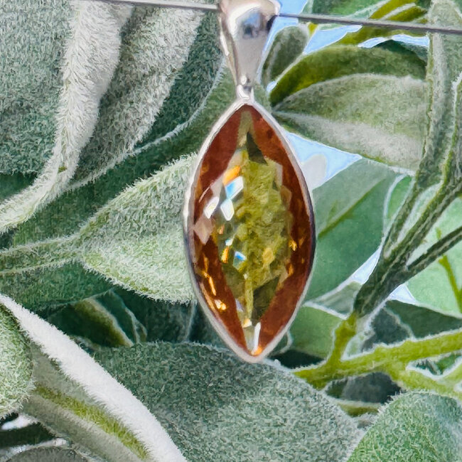 Congo Citrine Pendants - Marquise Faceted Bezel Set - Sterling Silver