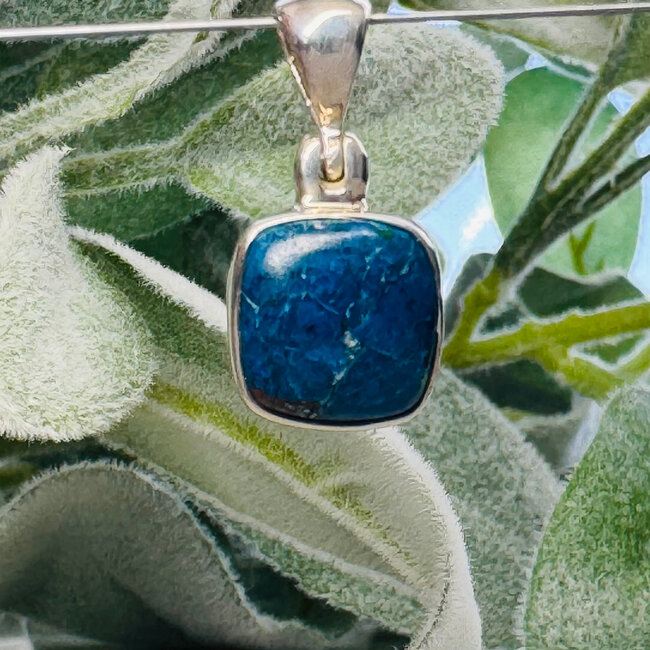 Shattuckite Pendants - Square Bezel Set - Sterling Silver