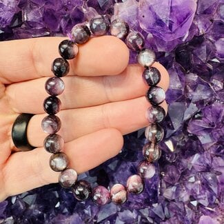 Purple Lepidolite with Mica (Muscovite) Bracelets - 8mm (High Flash)