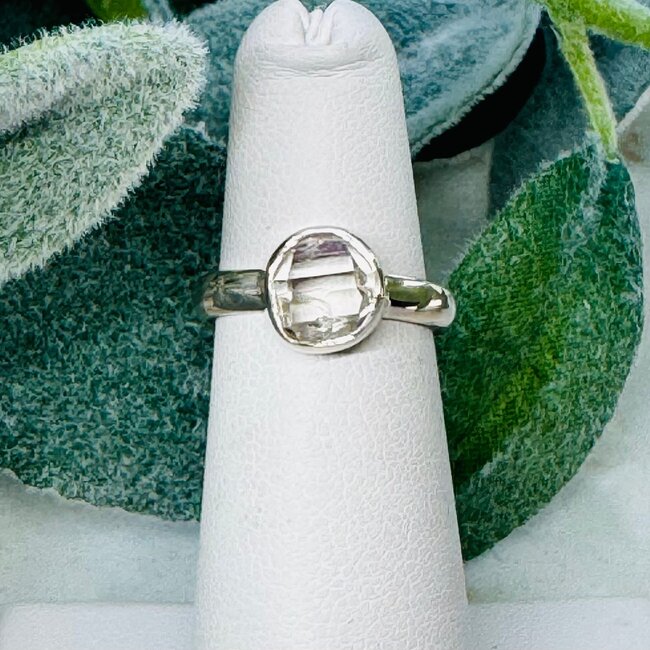 Herkimer Diamond Rings - Size 6 Natural Raw Rough Bezel Set - Sterling Silver