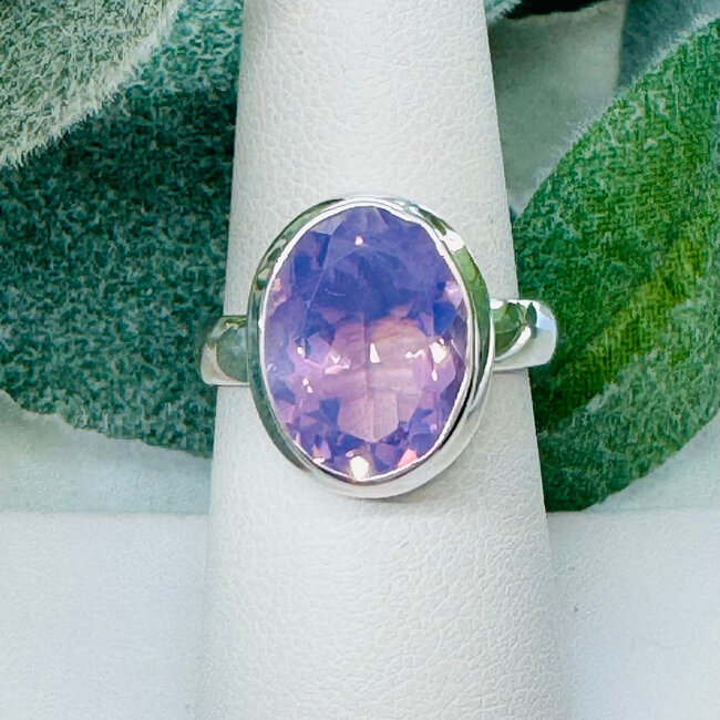 Lavender (Purple) Quartz Rings - Size 8 Oval Bezel Set - Sterling Silver