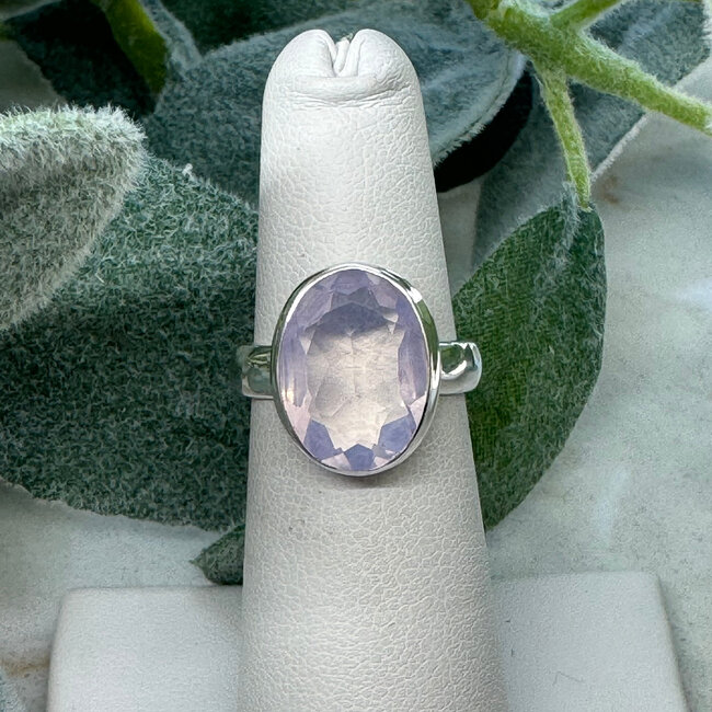 Lavender (Purple) Quartz Rings - Size 6 Oval Bezel Set - Sterling Silver