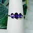 Amethyst Rings - Size 8 Triple Marquise (3 Stone) Faceted - Sterling Silver