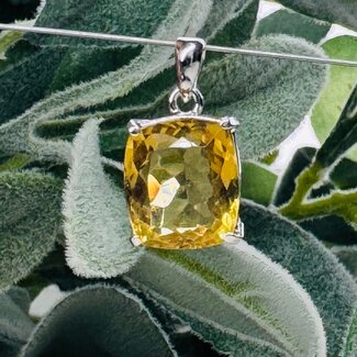 Congo Citrine (Kundalini Quartz) Pendants - Square Faceted Claw Set - Sterling Silver
