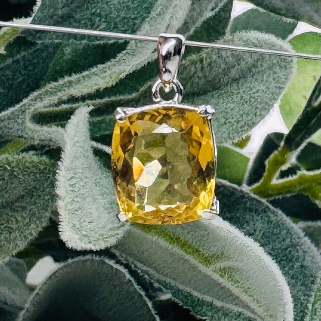 Congo Citrine Pendants - Square Faceted Claw Set - Sterling Silver