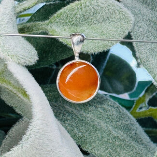Carnelian Pendants - Round Circle Bezel Set - Sterling Silver