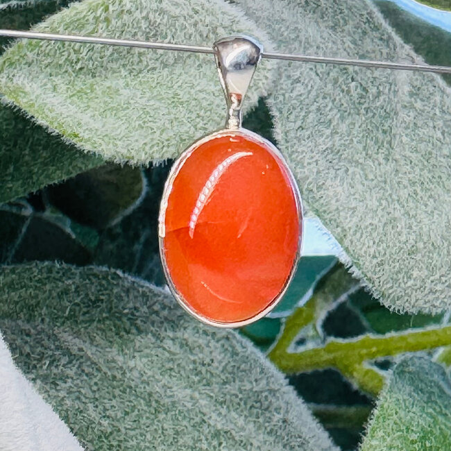 Carnelian Pendants - Oval Bezel Set - Sterling Silver