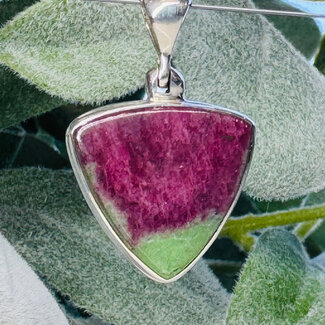 Ruby Zoisite Pendants - Triangle Bezel Set - Sterling Silver